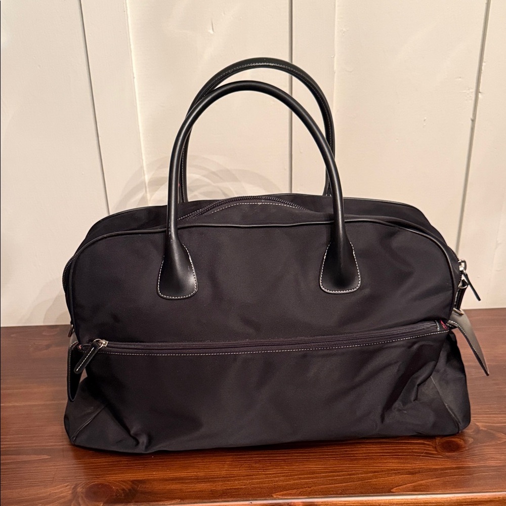 Maxx New York Large Bowling Bag style Satchel Black Nylon Plaid Lined
